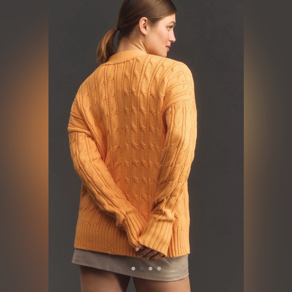 Maeve Vibrant Orange Cable Knit Cardigan - Picture 2 of 9
